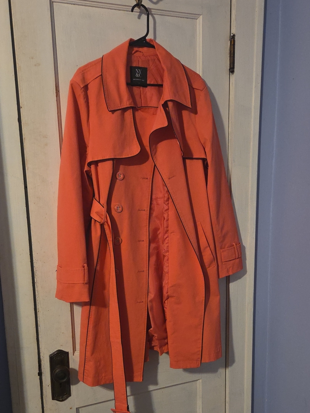 New York & Company Coral-Orange Trench Coat